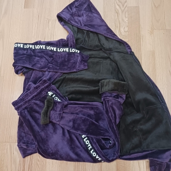 2 piece winter sweatsuit with interior lining/hoodie/ size sm - Picture 8 of 8